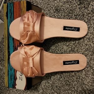 Valiant Satin Open Toe Flat Sandals